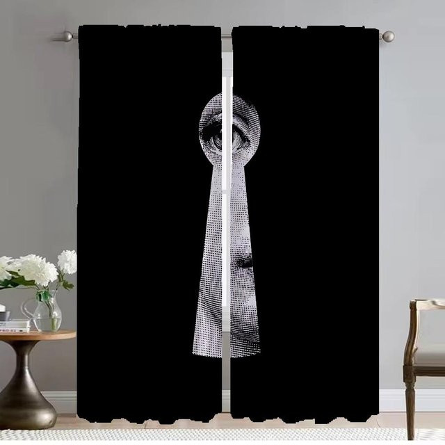 Fornasetti Verdunkelungsvorhänge Shades, 2er-Set, Schwarz, Breite: 86 cm, Höhe: 213 cm - Bild 1