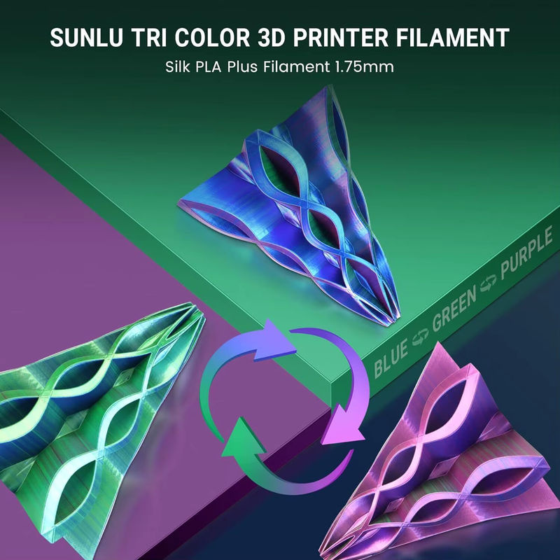 SUNLU SILK Dual & Triple Colors 3D-Drucker-Filament FDM, 1,75 mm, Multicolor (Schwarz/Blau), 1 kg - Bild 2