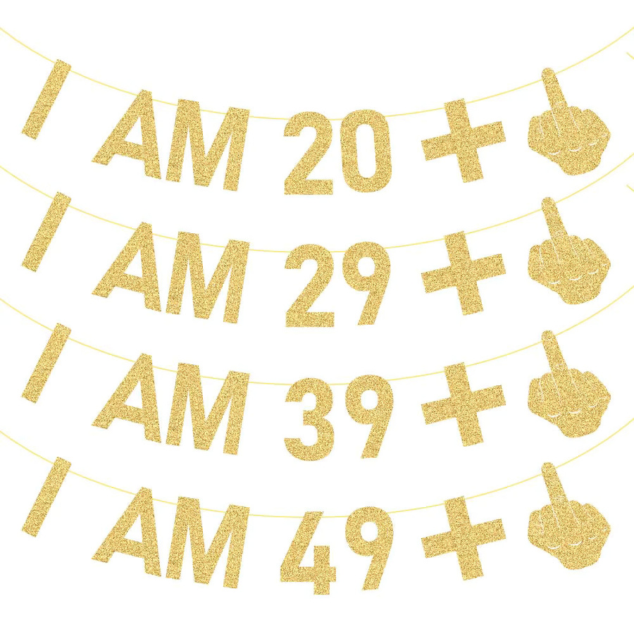 Goldenes Glitzer-Papierbanner I AM 29+1 von joy-enlife als lustige Party-Dekoration für Geburtstage und Jubiläen - Bild 1
