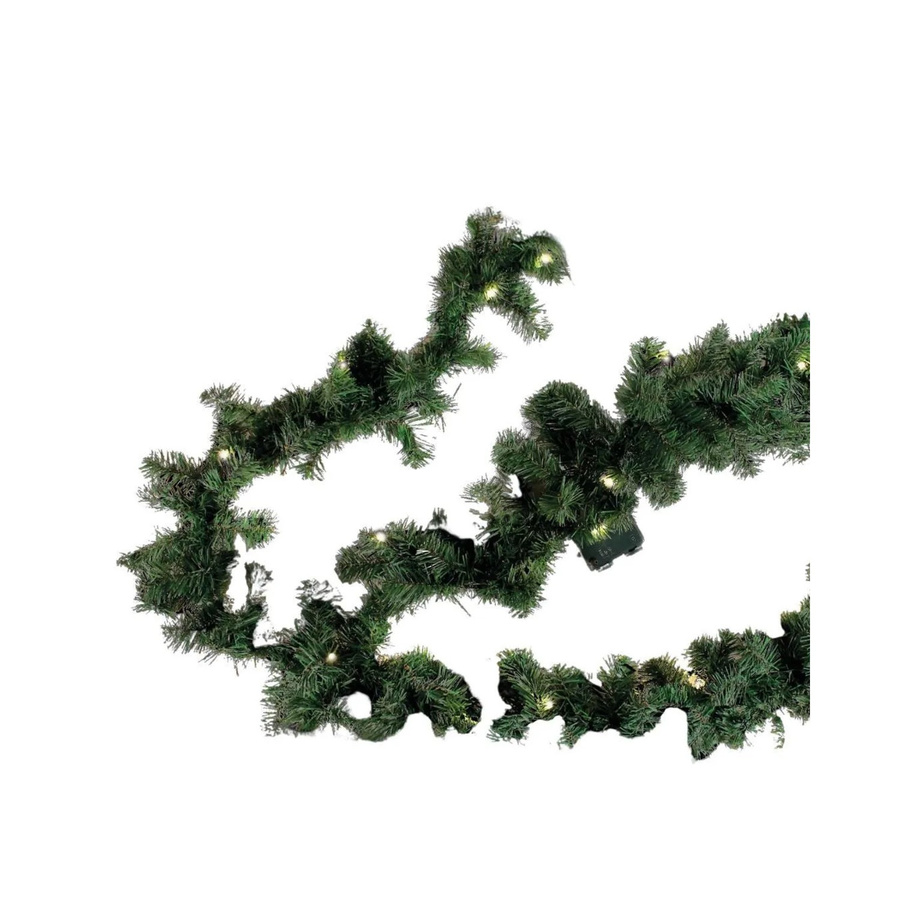 Lex Weihnachtsgirlande für Außen und Innen mit 70 warmweißen LED, 5,4m, Grün, Batteriebetrieben mit Timer - Bild 2