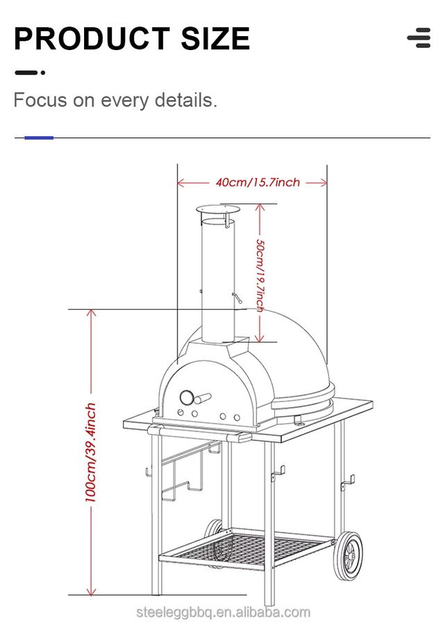 SEB 26-Zoll Mobil-Pizzaofen für den Außenbereich mit Holzbefeuerung - Bild 1