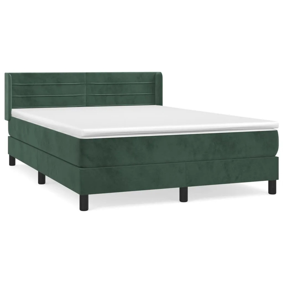 vidaXL Boxspringbett mit Matratze Dunkelgrün Samt B/T: 140 x 200 cm - Bild 2