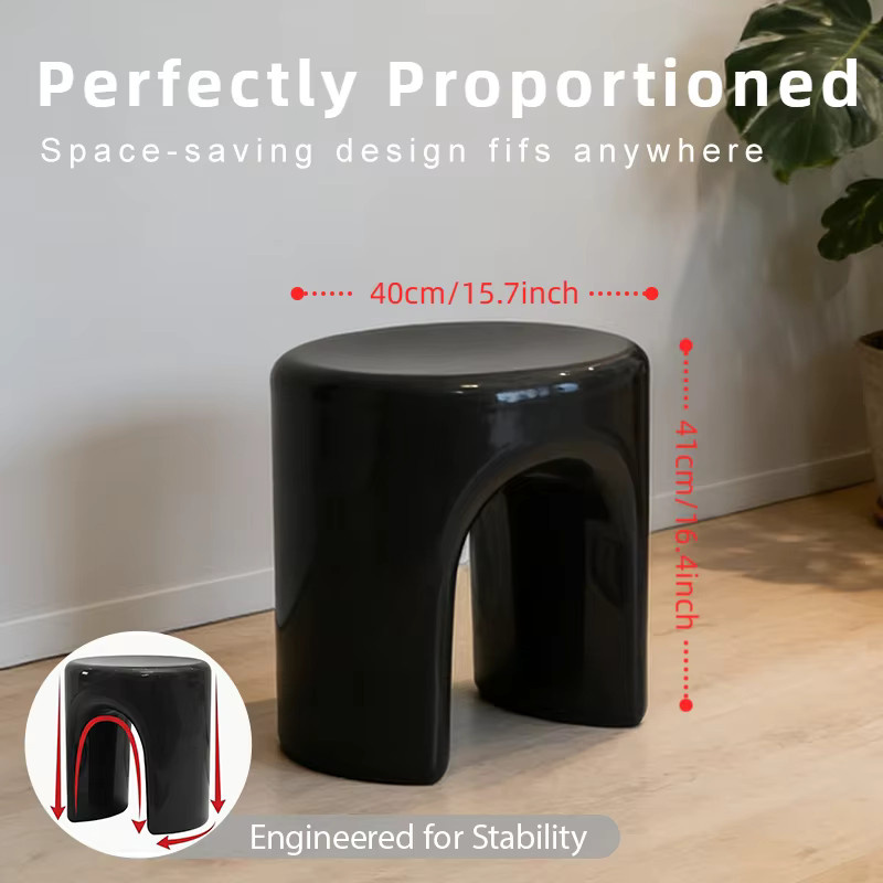 LIUSHADUOLA Designer Hocker Schwarz Rund als Ottomane und Schminkstuhl für Wohnzimmer, Büro oder Küche - Bild 6