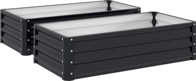 Outsunny 2er-Set quadratische Hochbeete aus verzinktem Stahl in Grau, B/T/H: 120 x 60 x 30,5 cm - Bild 1