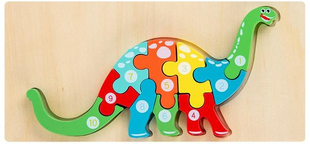 Montessori-Holzpuzzle Dinosaurier, Holzpuzzle, ab 3 Jahren - Bild 1