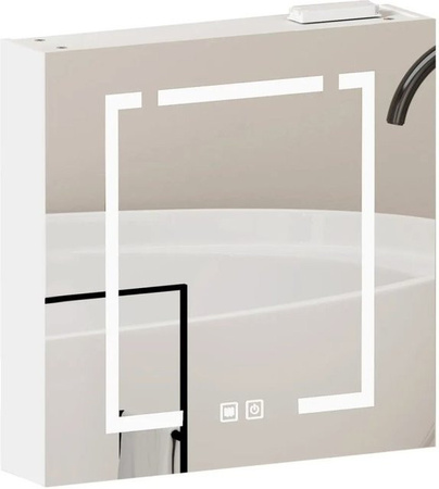 PXloue LED Spiegelschrank in Weiß mit integrierter Beleuchtung und internen Regalen, B/H/T: 60 x 60 x 14 cm