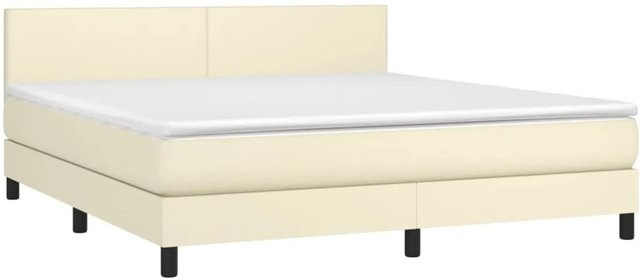 vidaXL Boxspringbett mit Matratze in Beige aus Kunstleder und Stoff, Hybrid-Design mit Taschenfederkern, B/T/H: 180 x 200 x 78 cm - Bild 1