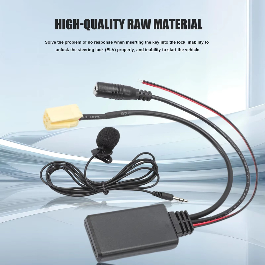 Heinrich Tung Bluetooth 5.0 Aux Adapter mit Mikrofon für Fiat 500 und Grande Punto, Schwarz, 3,5 mm Klinke - Bild 2