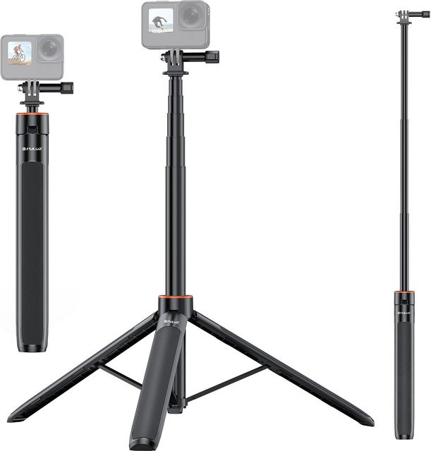PULUZ Action-Kamera Selfie-Stick Stativ in Schwarz für GoPro, DJI und Insta360, 1,4 m Höhe - Bild 1