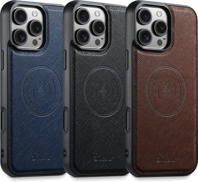 SUTENI Handyhülle aus luxuriösem PU-Leder mit Magnetfunktion für kabelloses Laden in Blau für iPhone 17 Pro Max 16 Plus 15 14 13 12 - Bild 1