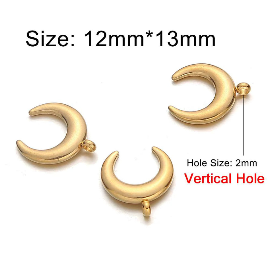 misenbaba Anhänger Crescent Moon Charms, Edelstahl, Gold, Unisex - Bild 1