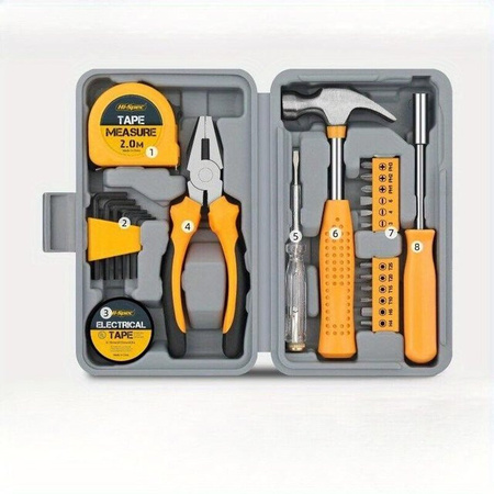 Kaket 24-in-1 Multifunktions-Handwerkzeugset mit Aufbewahrungskoffer in Gelb