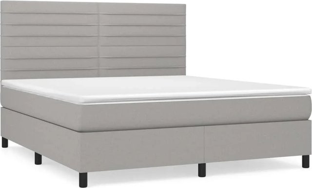 vidaXL Boxspringbett mit Matratze Hybrid-Design in Hellgrau, B/T: 160 x 200 cm - Bild 1