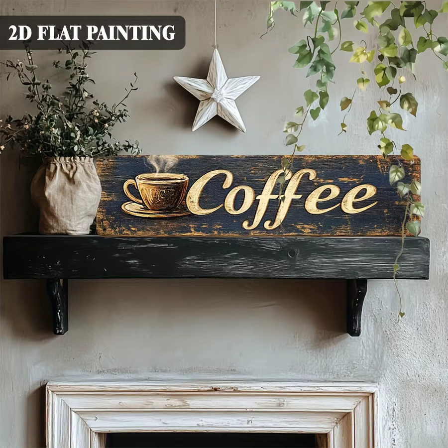 HELLOYOUNG Vintage Metall-Wandkunst Kaffee-Schild in Mehrfarbig für deine rustikale Küchendekoration - Bild 2