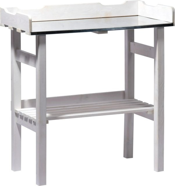 Dobar Pflanztisch aus Kiefernholz und Metall in Weiß, B/T/H: 78 x 38 x 84 cm - Bild 1