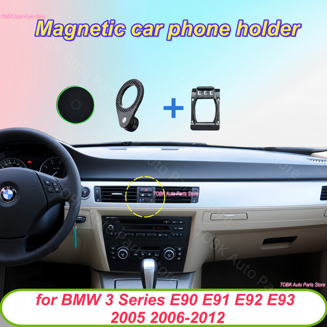 Magnetischer MagSafe Handyhalter für BMW 3er Serie E90 E93 in Schwarz als kabellose Ladestation für dein Auto-Innenraum-Zubehör - Bild 1