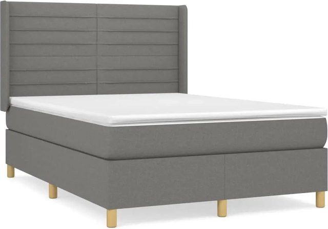 vidaXL Boxspringbett mit Matratze Hybrid-Design in Grau, B/T/H: 140 x 200 x 118 cm - Bild 1