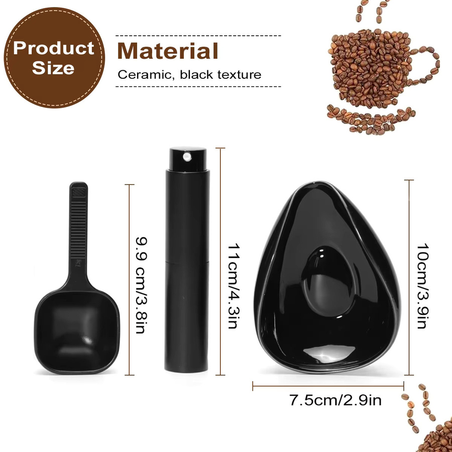 Leeseph Kaffeebohnen-Dosierbecher und Löffel-Set aus Keramik in Weiß oder Schwarz - Bild 2