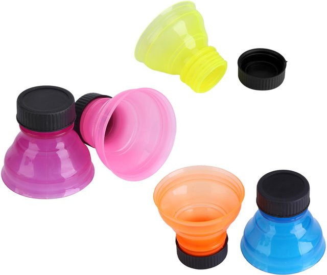 6er Set mfySpace wiederverwendbare Schnappverschlüsse für Getränkedosen in Pink und Multicolour, auslaufsichere Deckel aus Silikon und Kunststoff - Bild 1