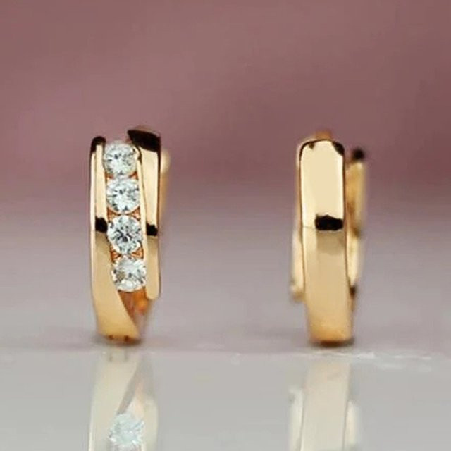 Huitan Creolen, Gold, Zirkonia, Damen - Bild 1