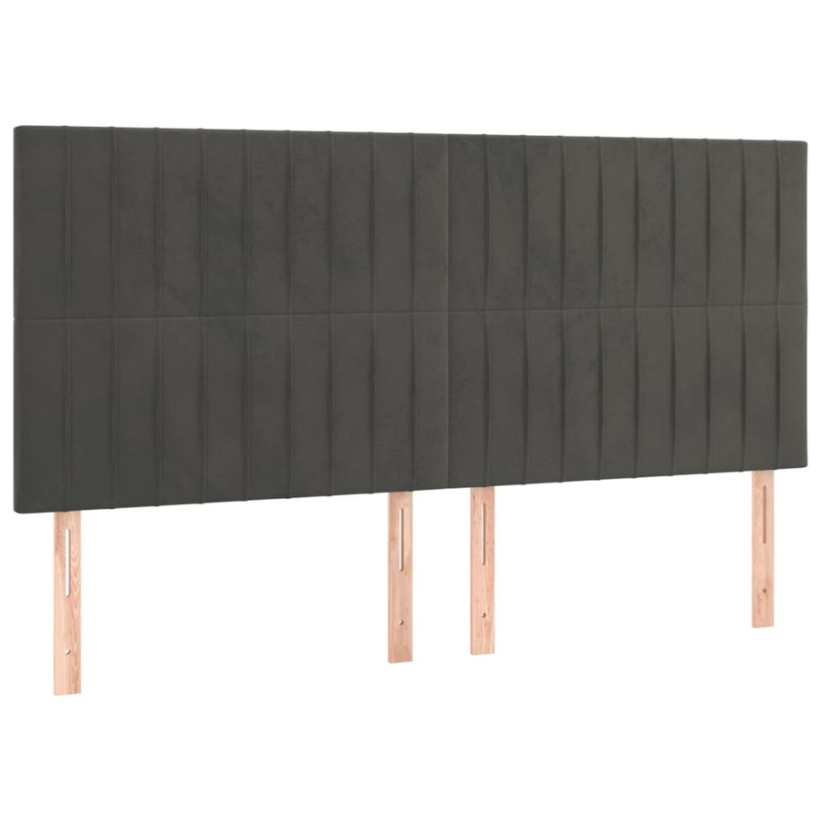 vidaXL Bettgestell mit Kopfteil aus Samt in Dunkelgrau, B/T/H: 160 x 200 x 128 cm - Bild 5