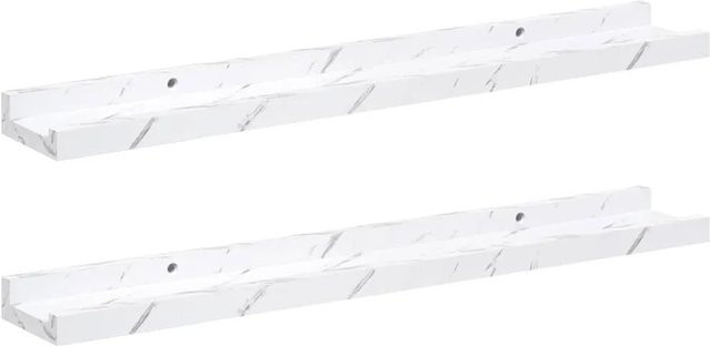 vidaXL Wandregal 2er Set in Weiß Marmor aus Holzwerkstoff, B: 60 cm, T: 9 cm, H: 3 cm - Bild 1
