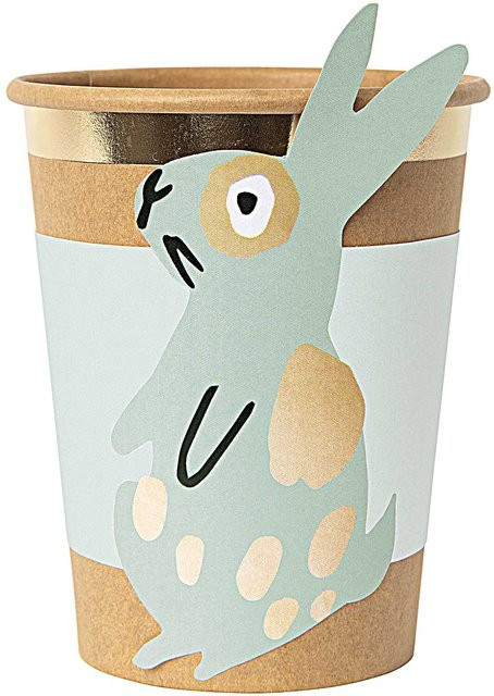 Rico Design Papiermanschetten mit Hasenmotiv in Mint Grün, 6 Stück - Bild 1
