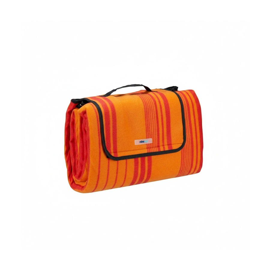 Relaxdays Picknickdecke gestreift in Orange aus Polyester und Aluminium mit Tragegriff, B/T: 200 x 200 cm - Bild 2