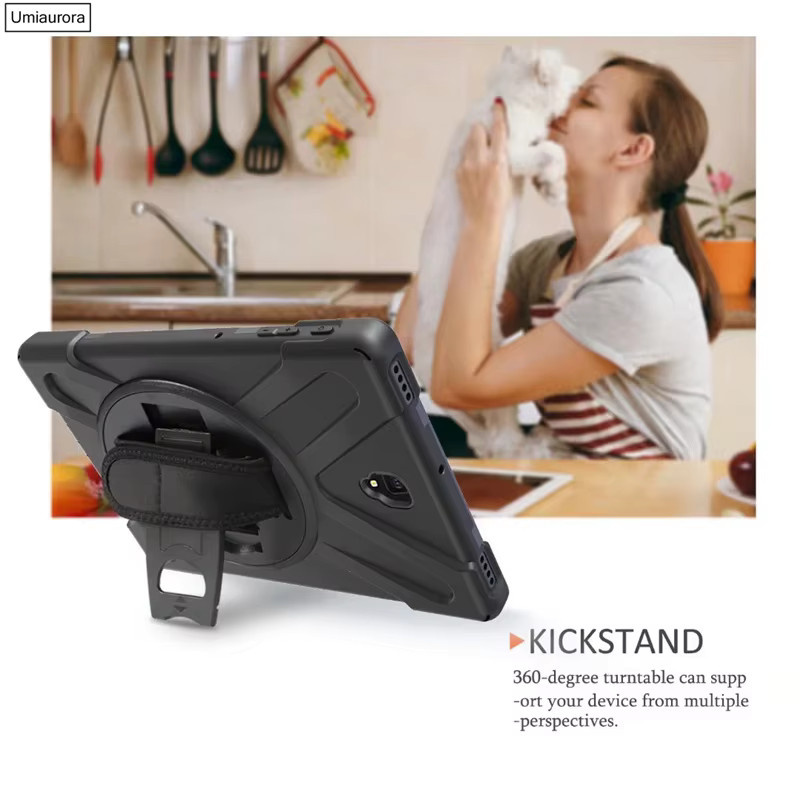 Robuste Heavy Duty Schutzhülle für Samsung Galaxy Tab S4 10,5 Zoll SM-T830 SM-T835 mit Handschlaufe und Ständer in Schwarz und Pink - Bild 6