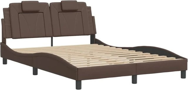 vidaXL Bettgestell Viana mit LED und USB-Anschluss, Braun, Kunstleder, B/T/H: 120 x 200 x 218 cm (ohne Matratze) - Bild 1
