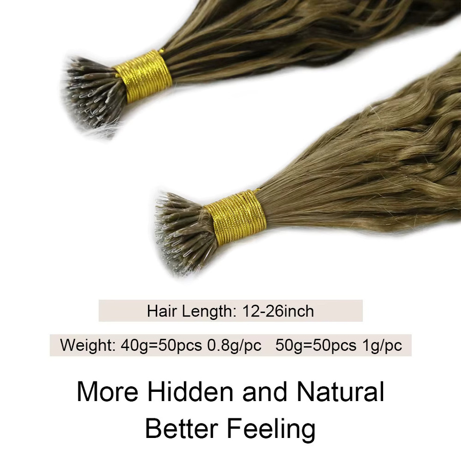 Addbeauty Natürliche Welle Microring Haarverlängerung Echthaar, 50 Stück - Bild 3