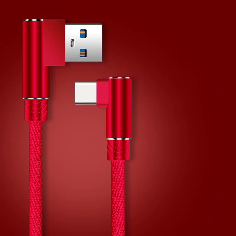 USB-auf-Typ-C-Schnellladekabel mit 90-Grad-Winkel, 40 W und 5 A für Hochgeschwindigkeits-Datenübertragung, Schwarz - Bild 5