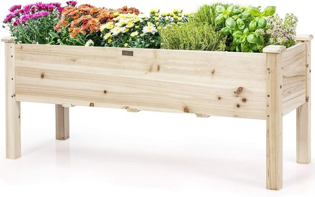 COSTWAY Hochbeet aus Tannenholz in Braun als Pflanzbeet für Kinder für Garten, Terrasse und Balkon, B/T/H: 120 x 51 x 43,5 cm - Bild 1