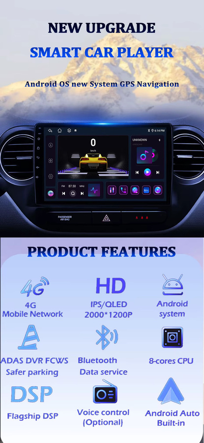 CUCU-NAVI Android 16 Autoradio mit CarPlay, WiFi und 4G für Seat Ibiza 2012 bis 2015, Multimedia Videoplayer mit GPS Navigation, Schwarz - Bild 2