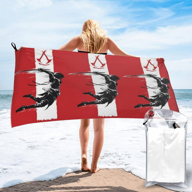 Assassins Creed RGB Strandtuch aus Mikrofaser in Rot, B/H: 70 x 140 cm - Bild 1