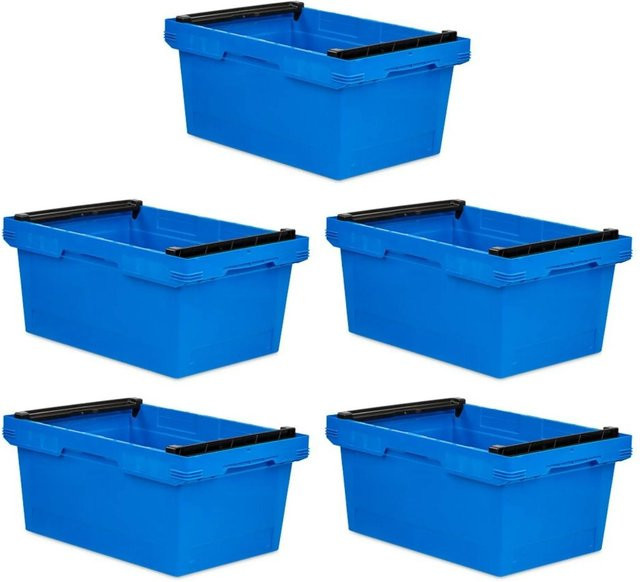 PROREGAL SparSet 5x Conical Mehrweg-Stapelbehälter mit Stapelbügel, Blau, H x B x T: 27,3 x 40 x 60 cm, 47 Liter Lagerbox Eurobox Transportbox - Bild 1