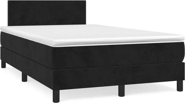 vidaXL Boxspringbett mit Matratze Schwarz Samt B/T/H: 120 x 200 x 88 cm - Bild 1