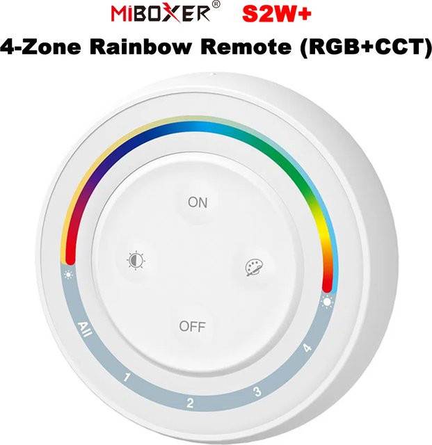 Miboxer S2W 4-Zonen RGBCCCT Fernbedienung mit Regenbogen-Funktion und einstellbarer Sättigung für 2,4 GHz Lichtsteuerung - Bild 1