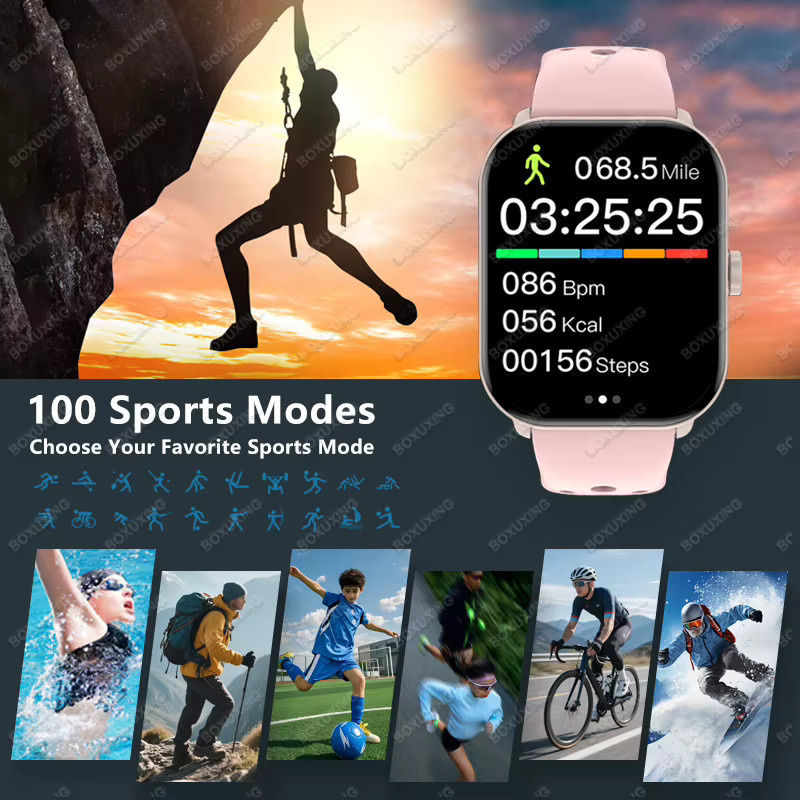 BOXUXING GPS-Tracking Smartwatch mit 2,01 Zoll Ultra HD AMOLED-Bildschirm, Bluetooth-Anruffunktion, Herzfrequenzmesser und Laufverfolgung, Grau, Unisex - Bild 4