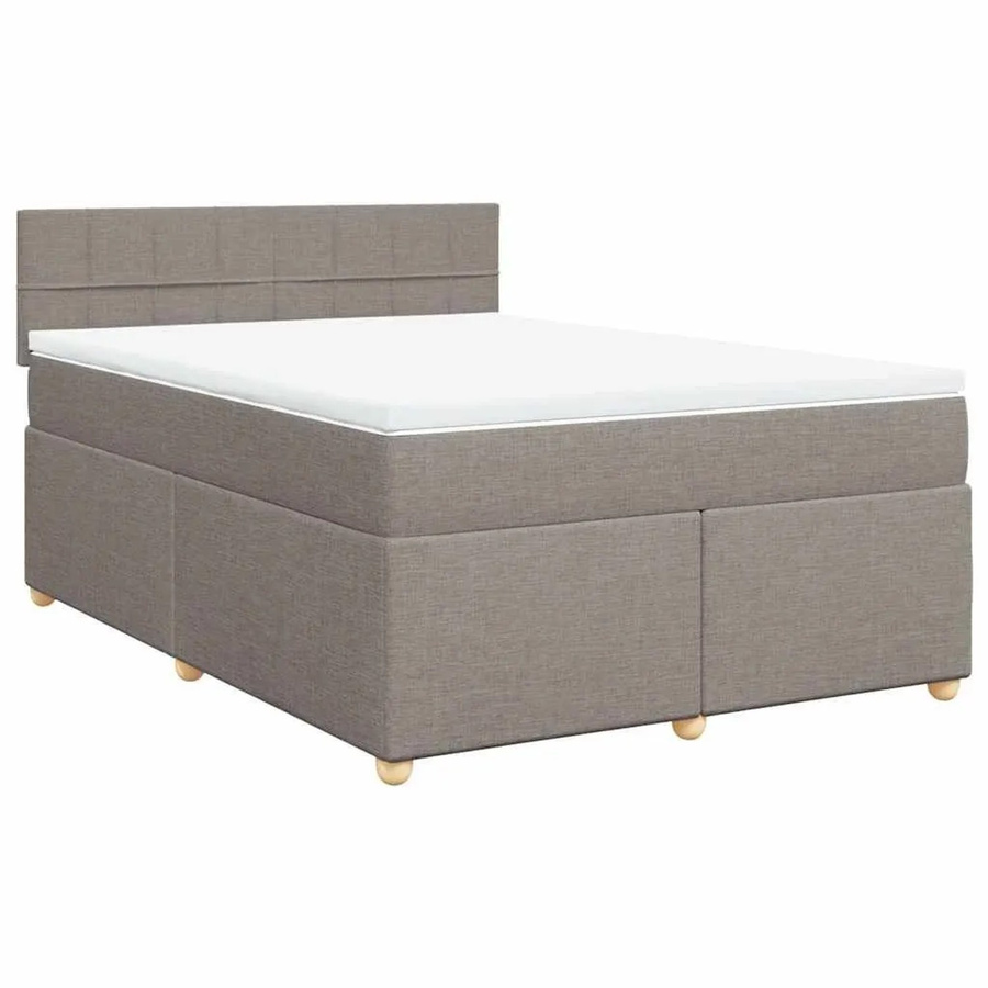 vidaXL Boxspringbett Hybrid mit Matratze und Matratzenauflage in Taupe, B/T/H: 140 x 190 x 100,5 cm - Bild 2