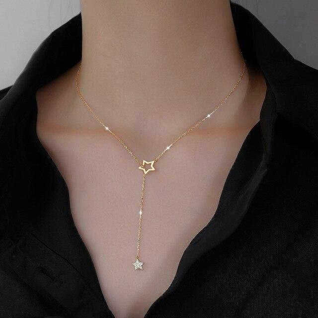 YIRAN Jewelry Halskette 925 Silber, Zirkonia, Sterne, Damen - Bild 1