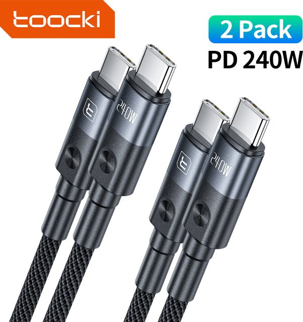 Toocki 2er-Pack USB-C-zu-USB-C-Kabel 240W PD3.1 Schnellladekabel in Schwarz für Xiaomi Mi Turbo Charge, Macbook, iPhone und Samsung - Bild 1