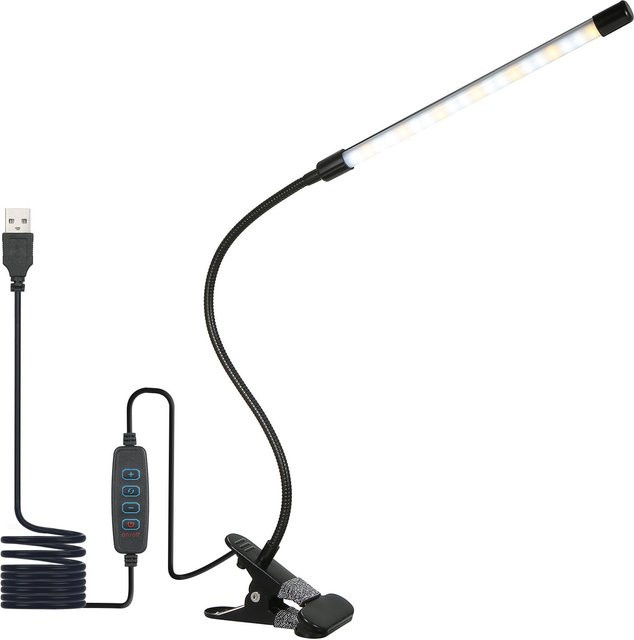 TOMTOP JMS LED-Schreibtischlampe zum Aufstecken in Schwarz mit dimmbarer Helligkeit und Touch-Steuerung für Schreibtisch und Bett - Bild 1