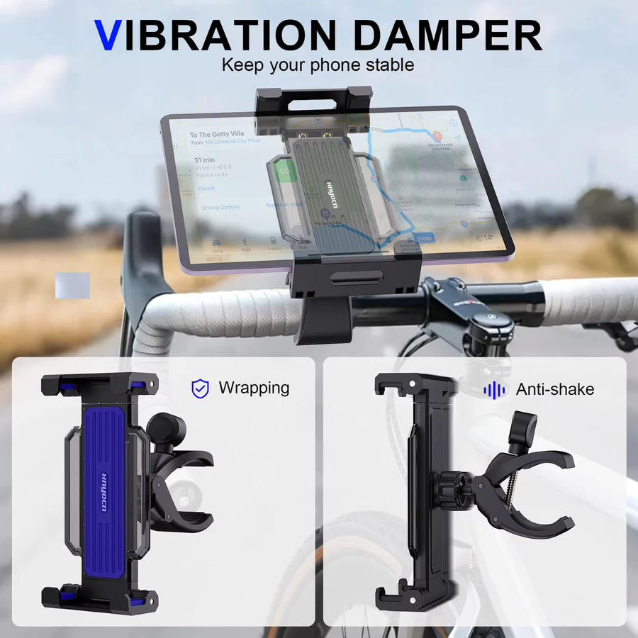 xnyocn Universeller Halter für Fahrrad, Motorrad und Kinderwagen für Tablets und Smartphones von 4 bis 13 Zoll, Schwarz - Bild 4