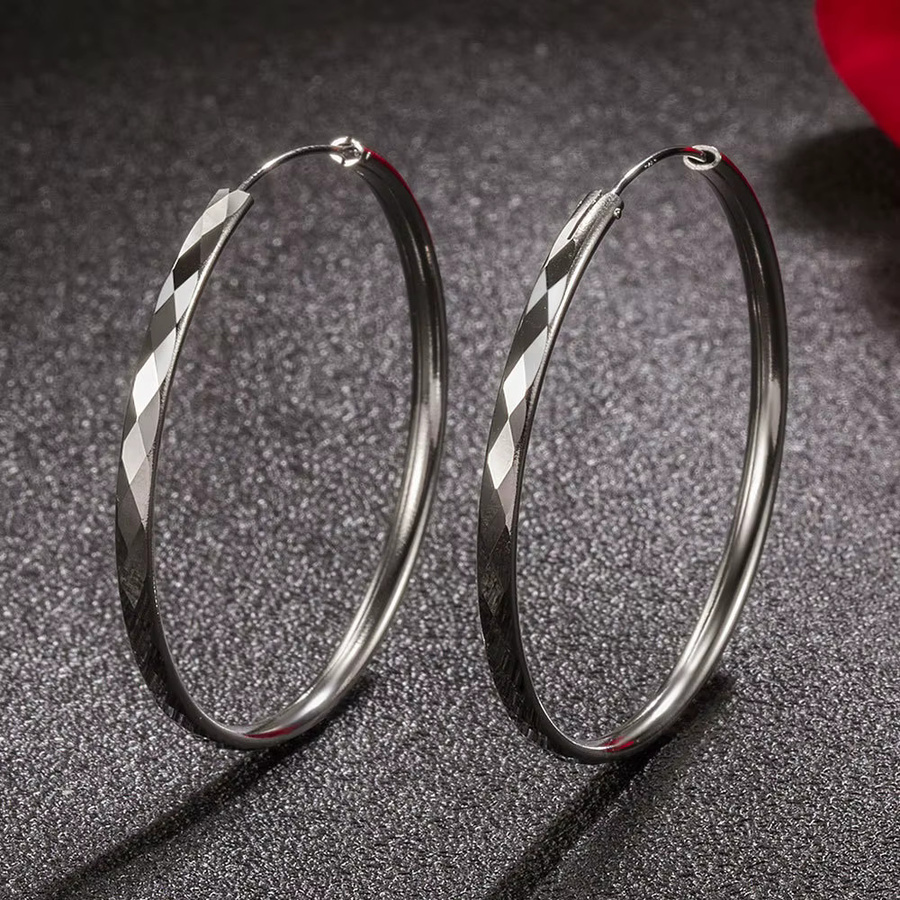 Creolen 925 Silber, diamantförmig, Damen - Bild 2