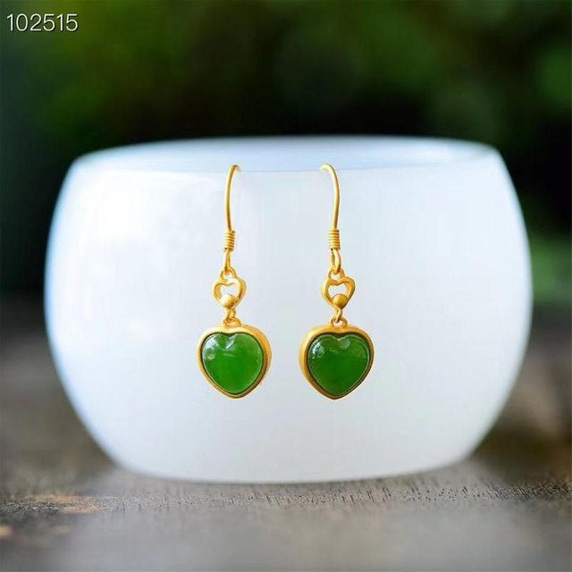 YIRAN Jewelry Ohrringe, Hetian Jade, Herzförmig, Damen, black - Bild 1