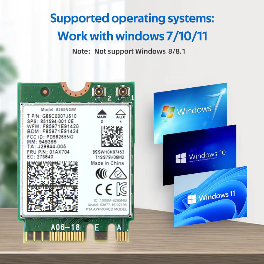Intel 8265 AC8265NGW M.2 Dual Band WiFi 5 und Bluetooth Netzwerkadapter für Windows 7/10/11 - Bild 5