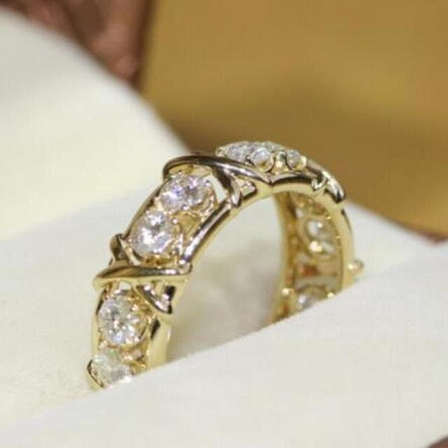 Wucifang Jewelry Ring, 10k Gold, Silber, Diamant, Unisex - Bild 1