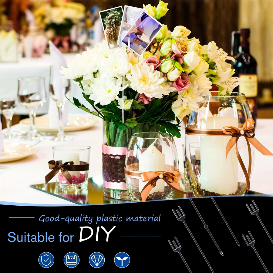 80 Stück florale Kartenhalter aus Kunststoff für Blumenarrangements bei Hochzeiten und Geburtstagen - Bild 4