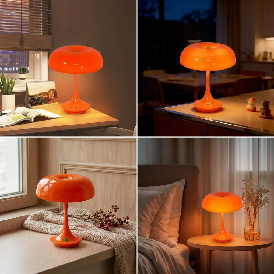 Leclstar Pilzförmige Tischlampe aus Kunststoff mit LED, Touch-Steuerung, dimmbar und wiederaufladbar, Multicolour - Bild 5
